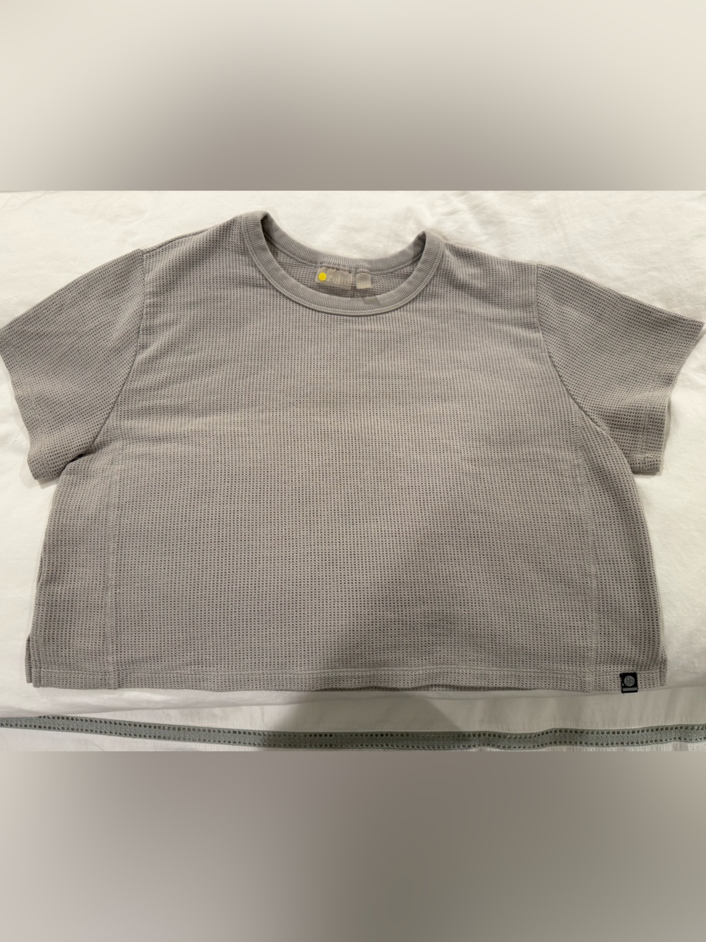 Zella Light Gray Waffle Crew Neck Top
